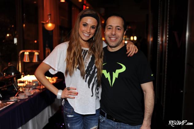 Fashion for Paws model Rachel DeMita and Hudson Restaurant & Lounge owner Alan Popovsky.